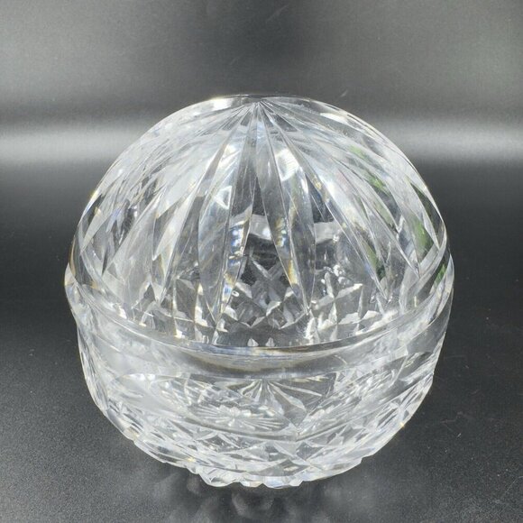 Vintage Clear Glass Crystal Orb Ashtray Sphere Bowl Dish Mid Century Marked VTG - Picture 10 of 14